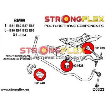 Strongflex stabilisatorstang rubber vooras E8x E46 E9x E39 Z4 X1 - Red