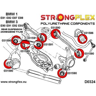Strongflex stabilisatorstang rubber vooras E8x, E46 M3, E9x, E60/E61, X Serie, Z4 - Red
