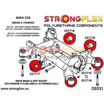 Strongflex subframe rubber achteras E39 sedan - Red