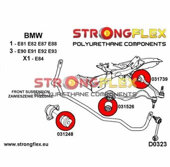 Strongflex voorste draagarm rubber E8x E9x E89 E84 - Yellow
