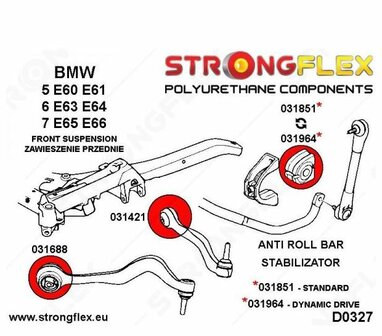 Strongflex draagarm rubber E60/E61, E63/E64, E65/E66 - Yellow