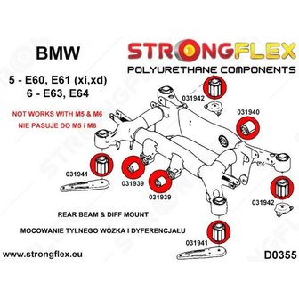 Strongflex achterste subframe rubber E60/E61, E63/E64 - Red