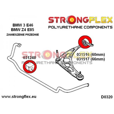 Strongflex draagarm rubber 60MM E46, Z4 - Yellow