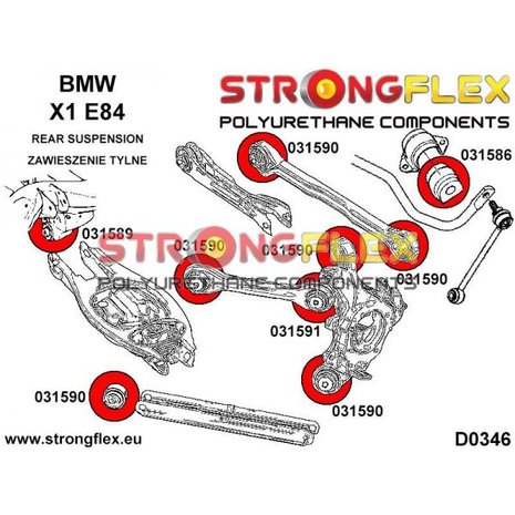 Strongflex stabilisatorstang rubber vooras E8x, E46 M3, E9x, E60/E61, X Serie, Z4 - Red