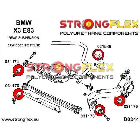 Strongflex stabilisatorstang rubber vooras E8x, E46 M3, E9x, E60/E61, X Serie, Z4 - Red