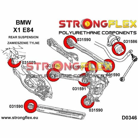 Strongflex stabilisatorstang rubber vooras E8x, E46 M3, E9x, E60/E61, X Serie, Z4 - Yellow