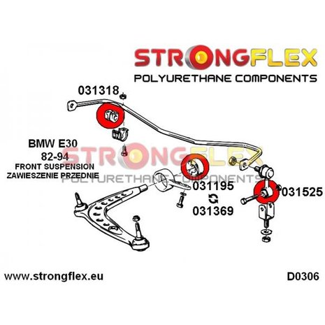 Strongflex stabilisatorstang rubber vooras E30 - Red