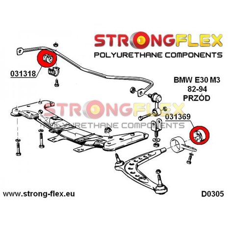 Strongflex stabilisatorstang rubber vooras E30 - Red