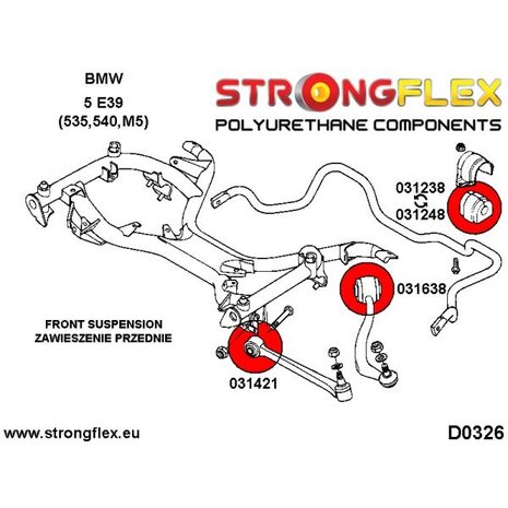 Strongflex stabilisatorstang rubber vooras E38 E39 - Red