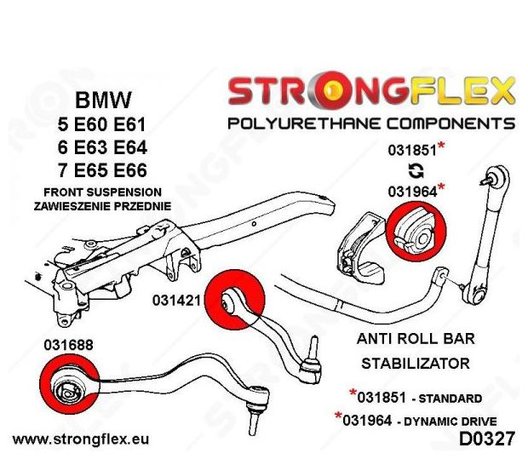 Strongflex draagarm rubber E60/E61, E63/E64, E65/E66 - Red