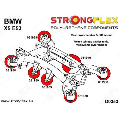 Strongflex voorste differentieel rubber E60/E61, E63/E64, X5 E53 - Red